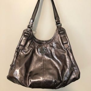  Silver Metallic Leather Coach Handbag